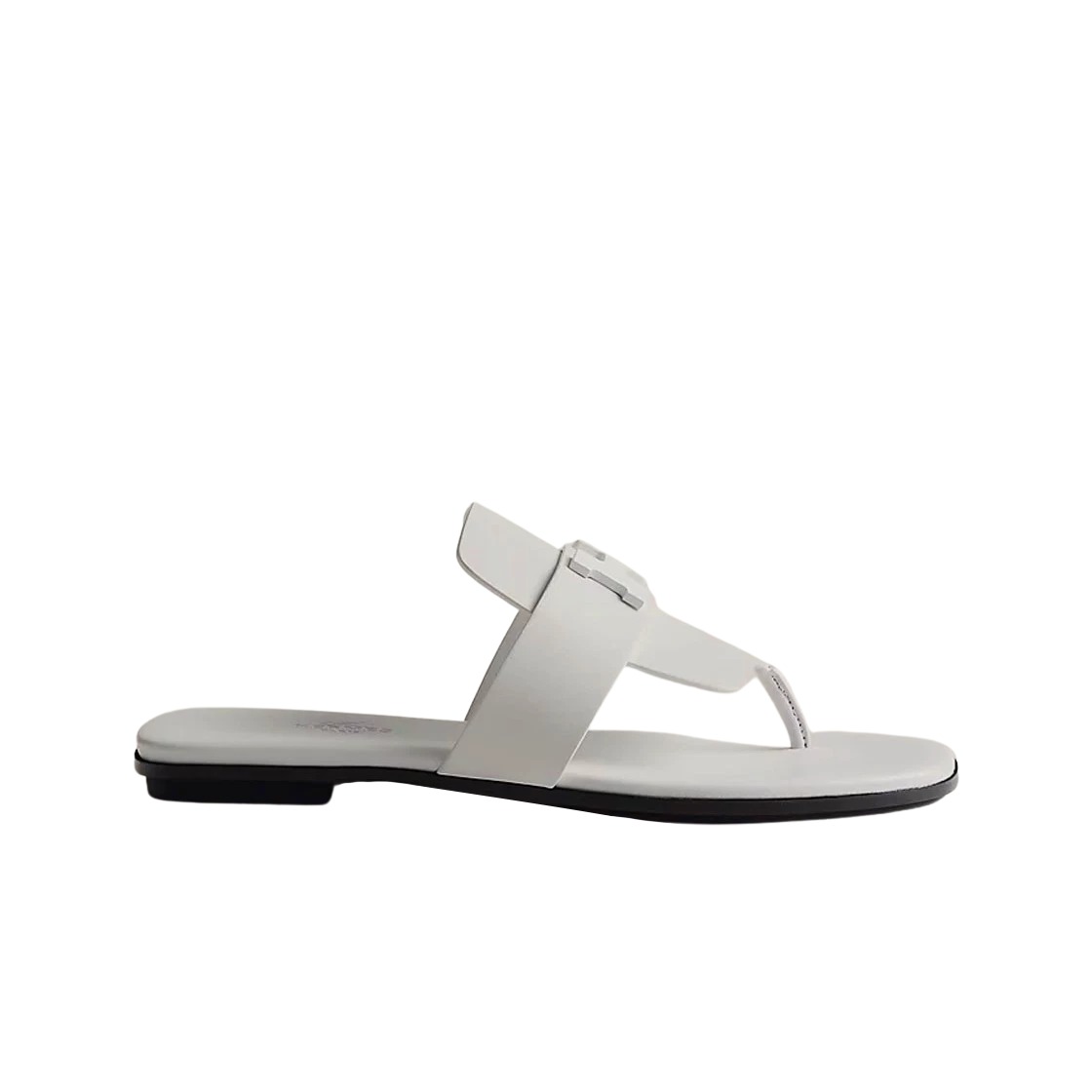Hermes Galerie Sandal Calfskin & Matte White Metal Blanc