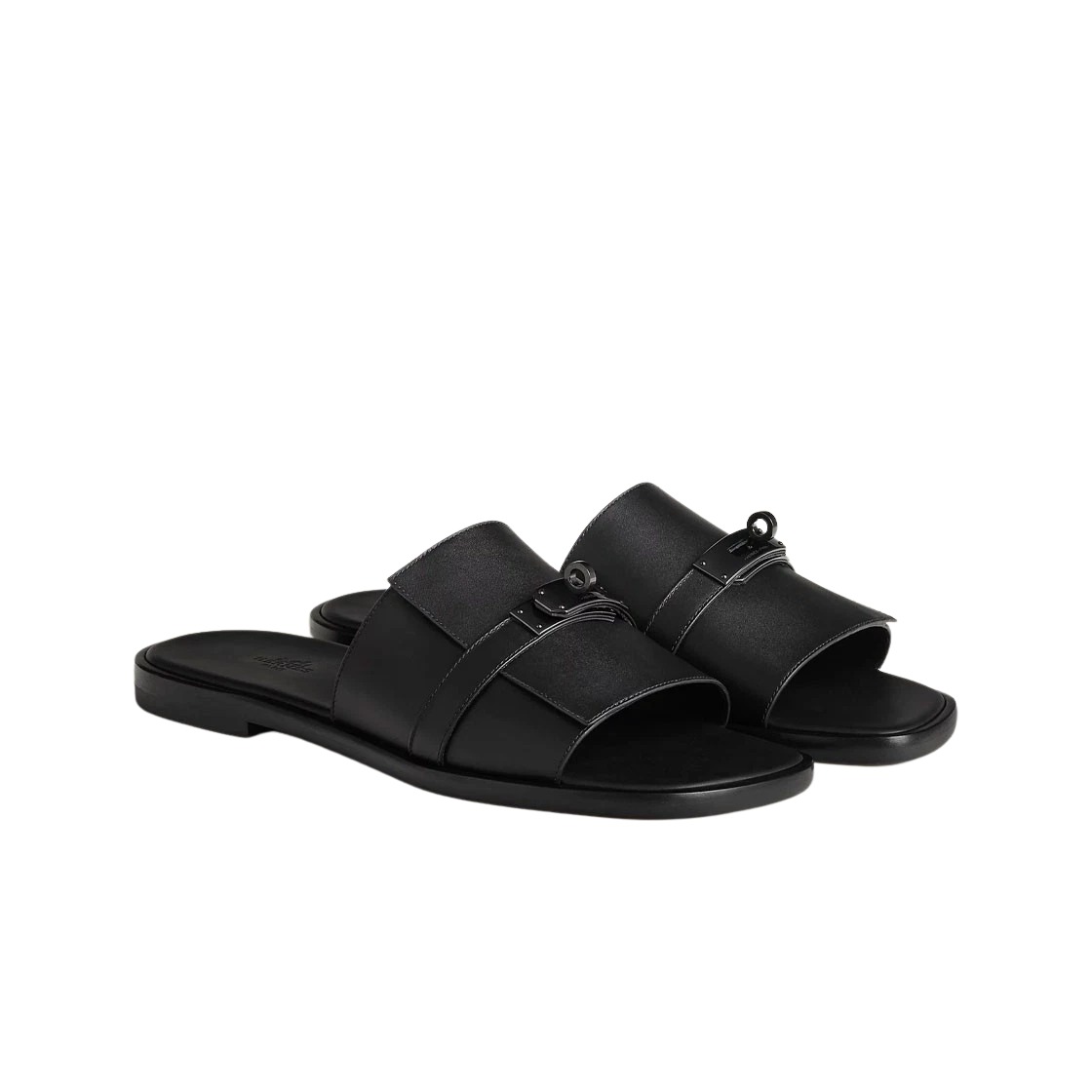 Hermes Gabriel Sandal Calfskin & Shiny Black PVD Noir