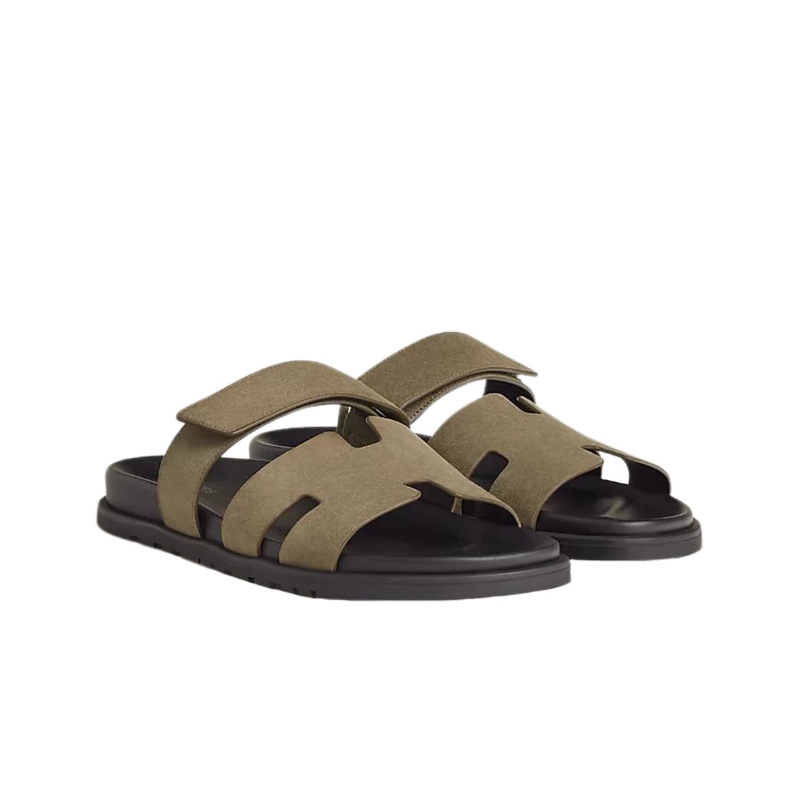 Hermes Chypre Sandal Suede Goatskin & Vert Toundra