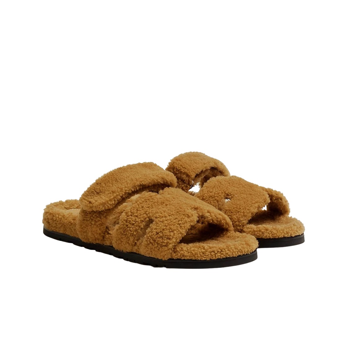 Hermes Chypre Sandal Woolskin & Beige Gobi