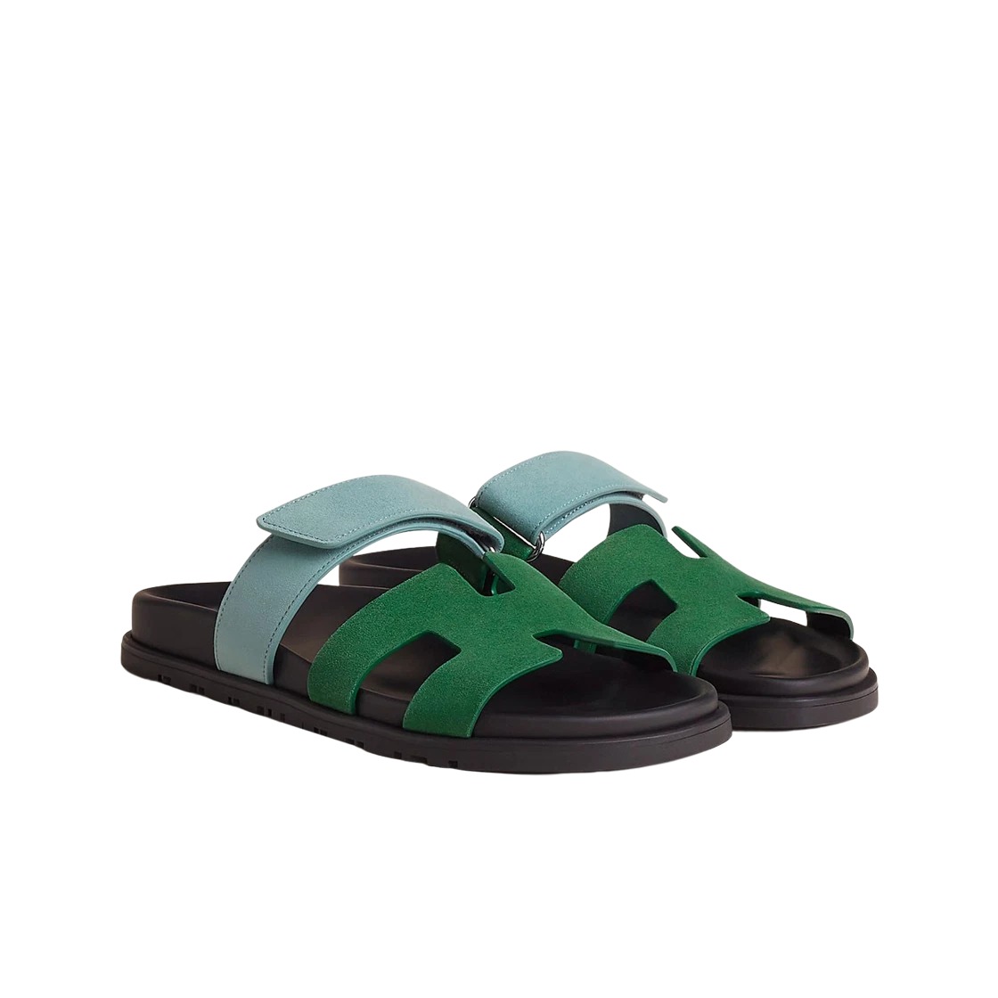 Hermes Chypre Sandal Suede Goatskin & Vert Cactus Vert Deau