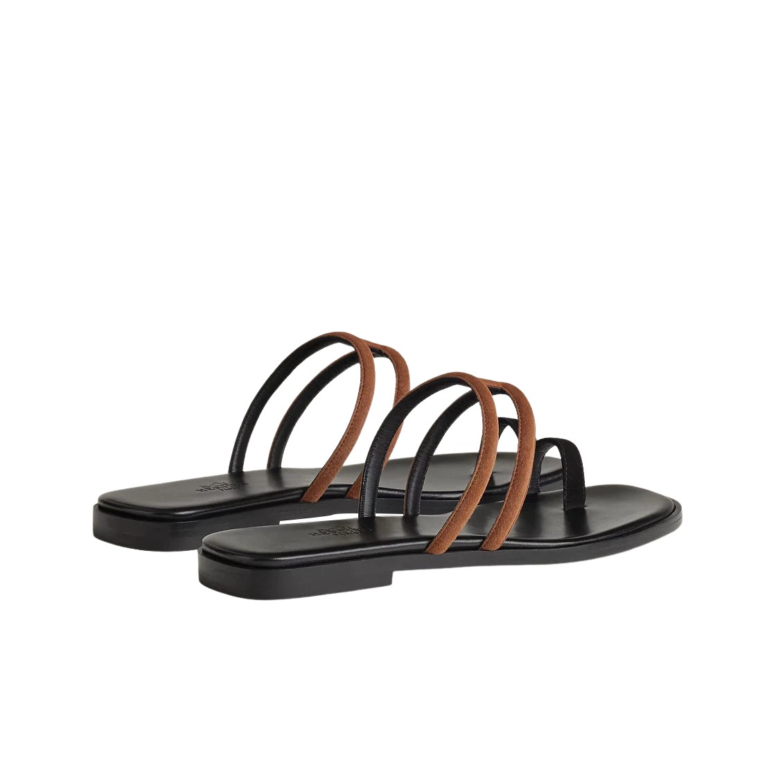 Hermes Georgia Sandal Suede Goatskin & Marron Teck Noir