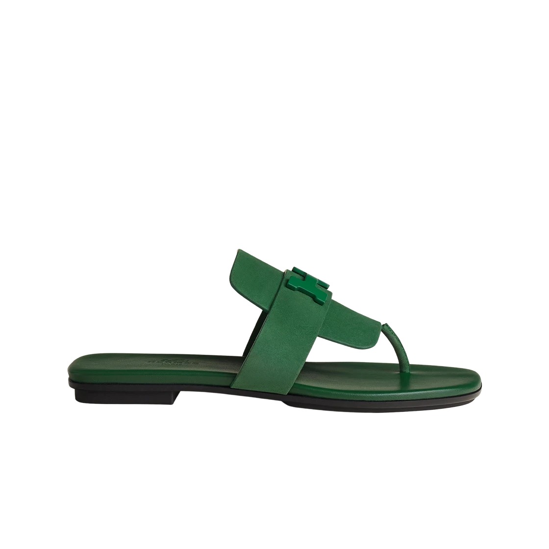 Hermes Galerie Sandal Suede Goatskin & Matte Cactus Green Metal Vert Cactus
