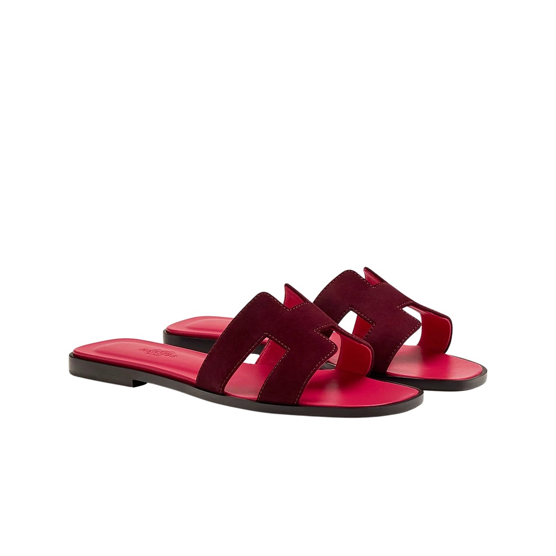Hermes Oran Sandal Suede Goatskin & Rouge Marsala