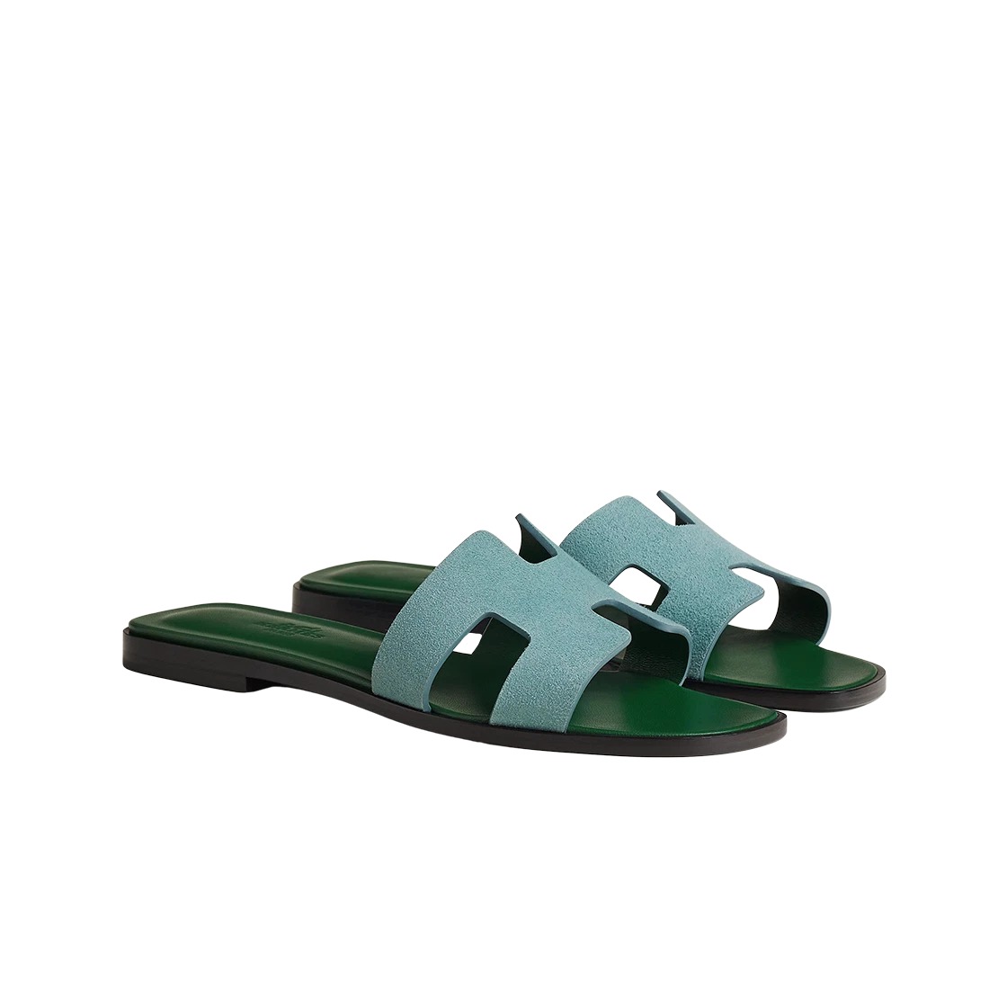 Hermes Oran Sandal Suede Goatskin & Vert Deau