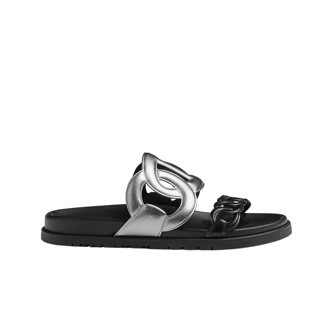 Hermes Extra Sandal Nappa & Gris Argente Noir