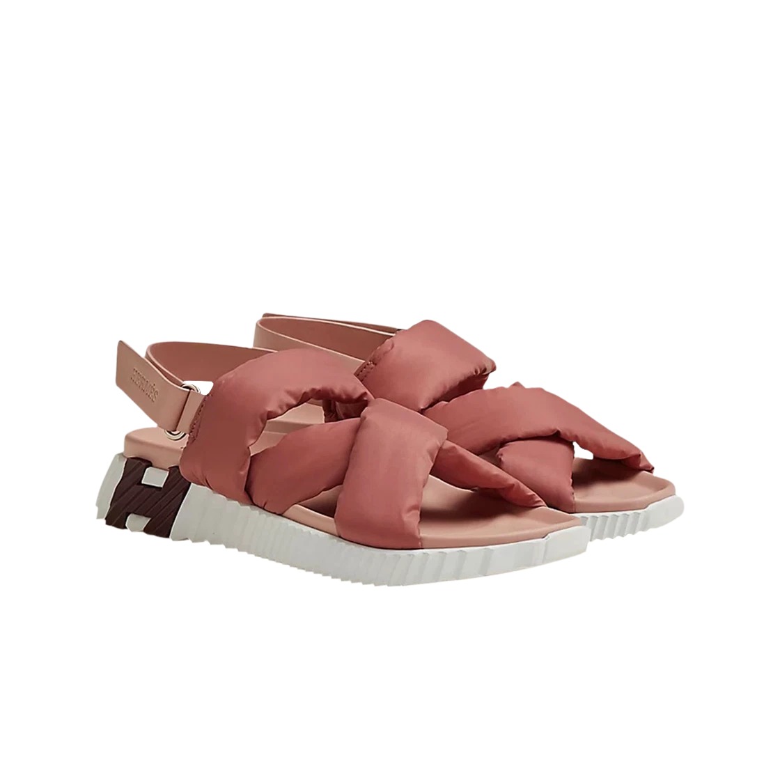 Hermes Electric Sandal Parachute Fabric Calfskin & Rose Rose Opaline