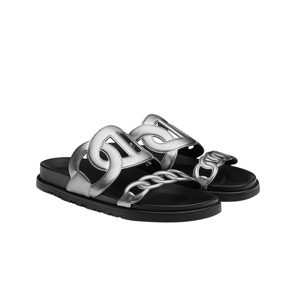 Hermes Extra Sandal Nappa & Gris Argente