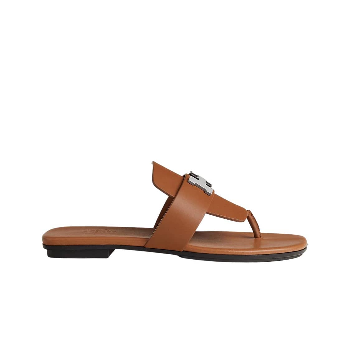 (W) Hermes Galerie Sandal Calfskin & Palladium Naturel