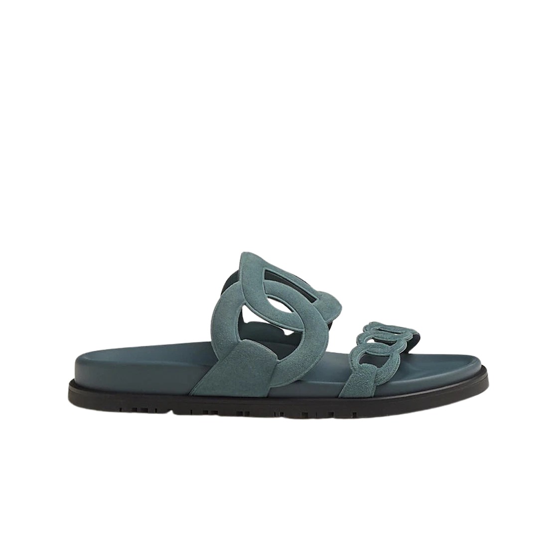 Hermes Extra Sandal Suede Goatskin & Bleu Pinede