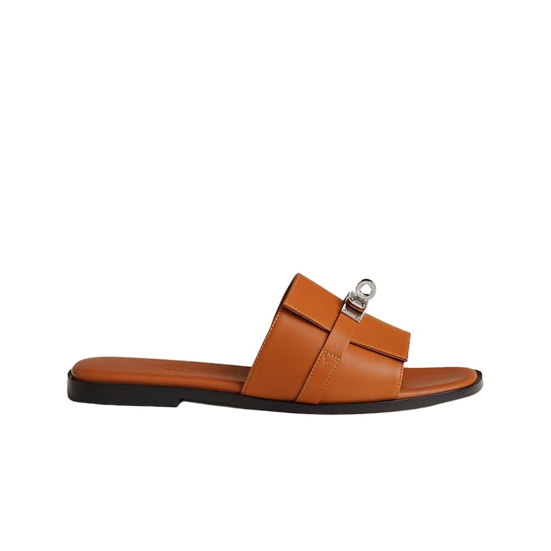(W) Hermes Giulia Sandal Calfskin & Palladium Naturel