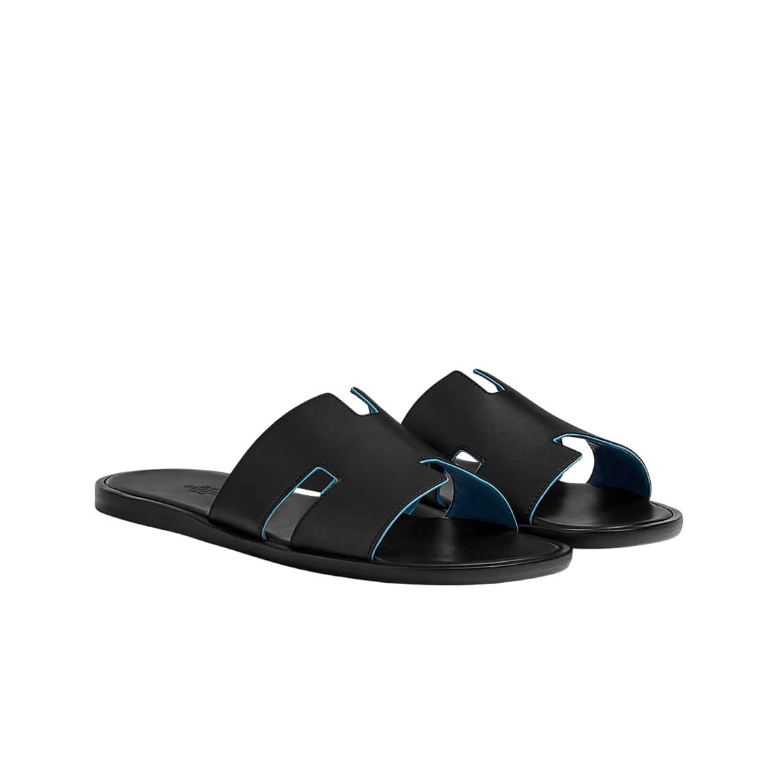 Hermes Izmir Sandal Nappa & Noir Bleu Faien