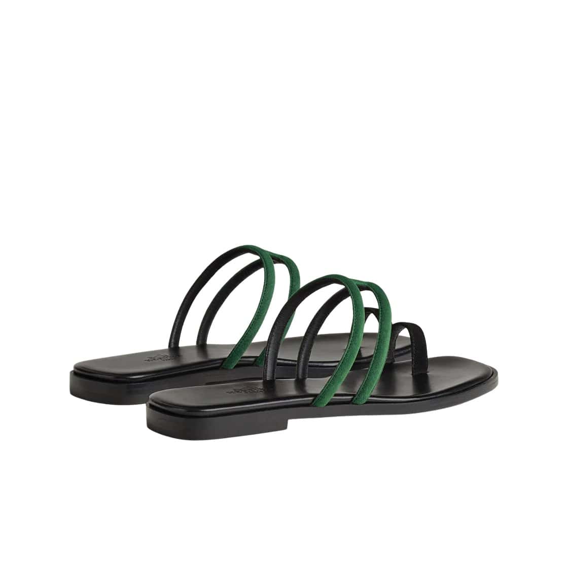 Hermes Georgia Sandal Suede Goatskin & Vert Cactus Noir