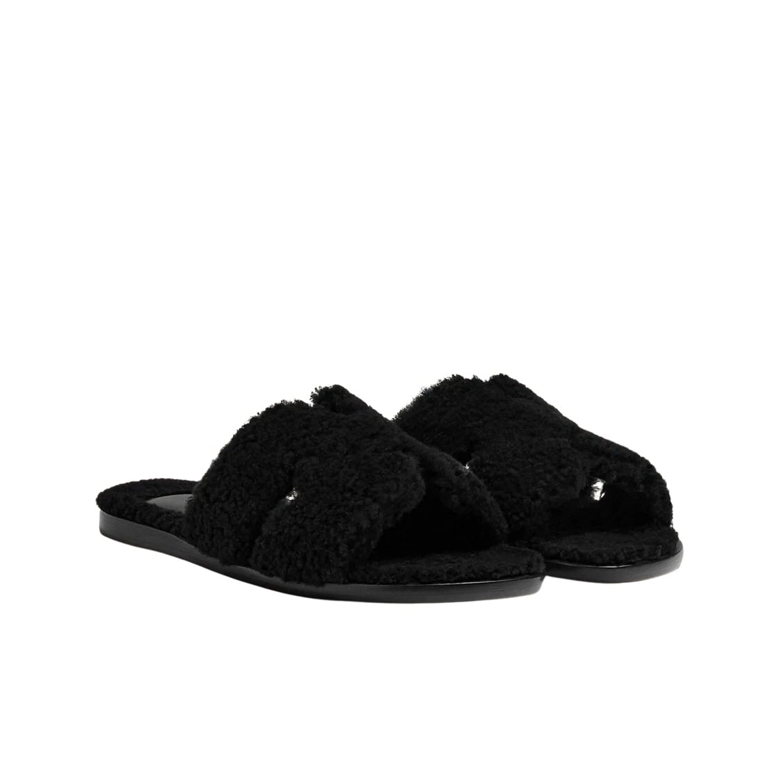 Hermes Izmir Sandal Woolskin & Noir