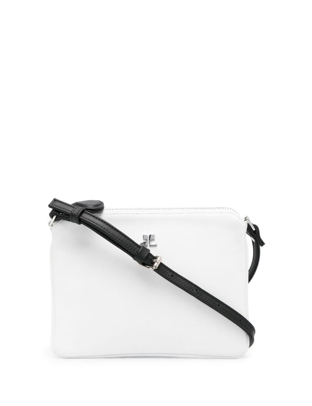 logo-plaque leather shoulder strap