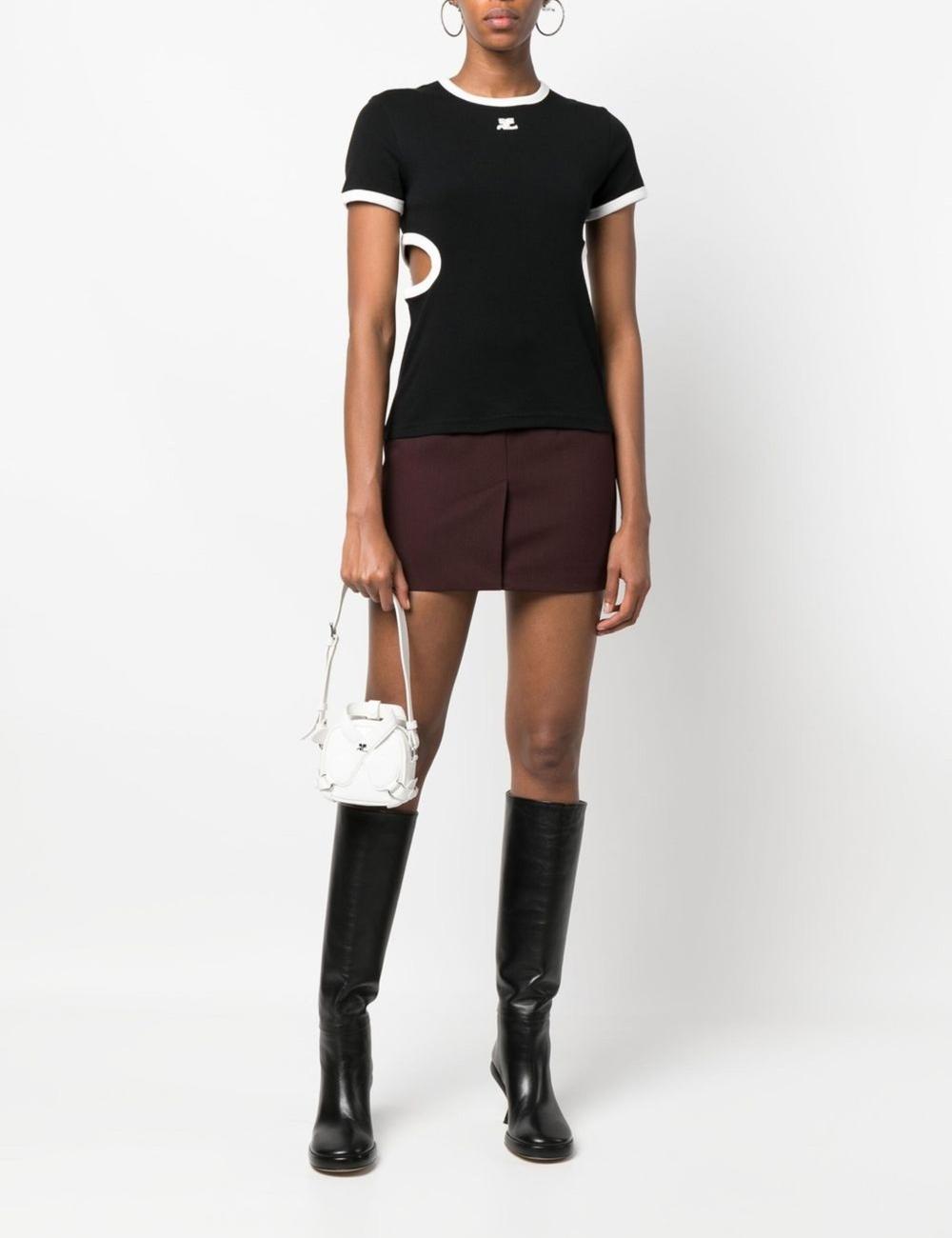 logo-plaque leather shoulder strap white