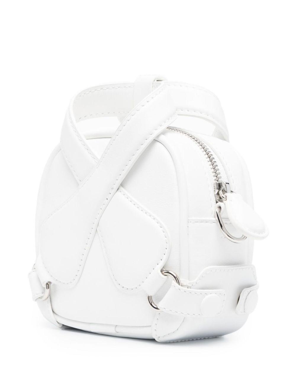 logo-plaque leather shoulder strap white