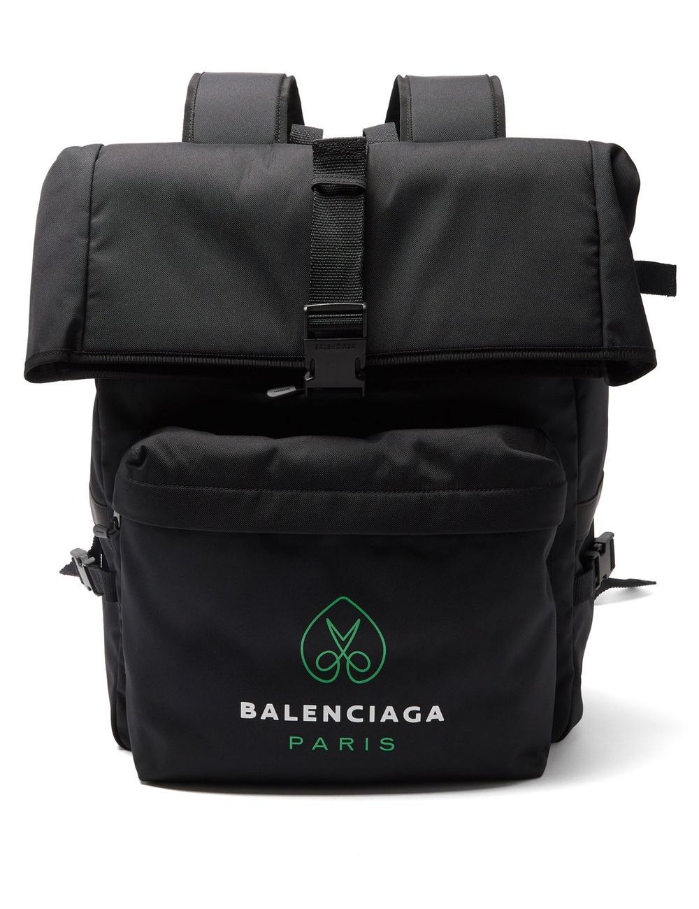 Balenciaga Men's Logo Print Messenger Backpack In Black