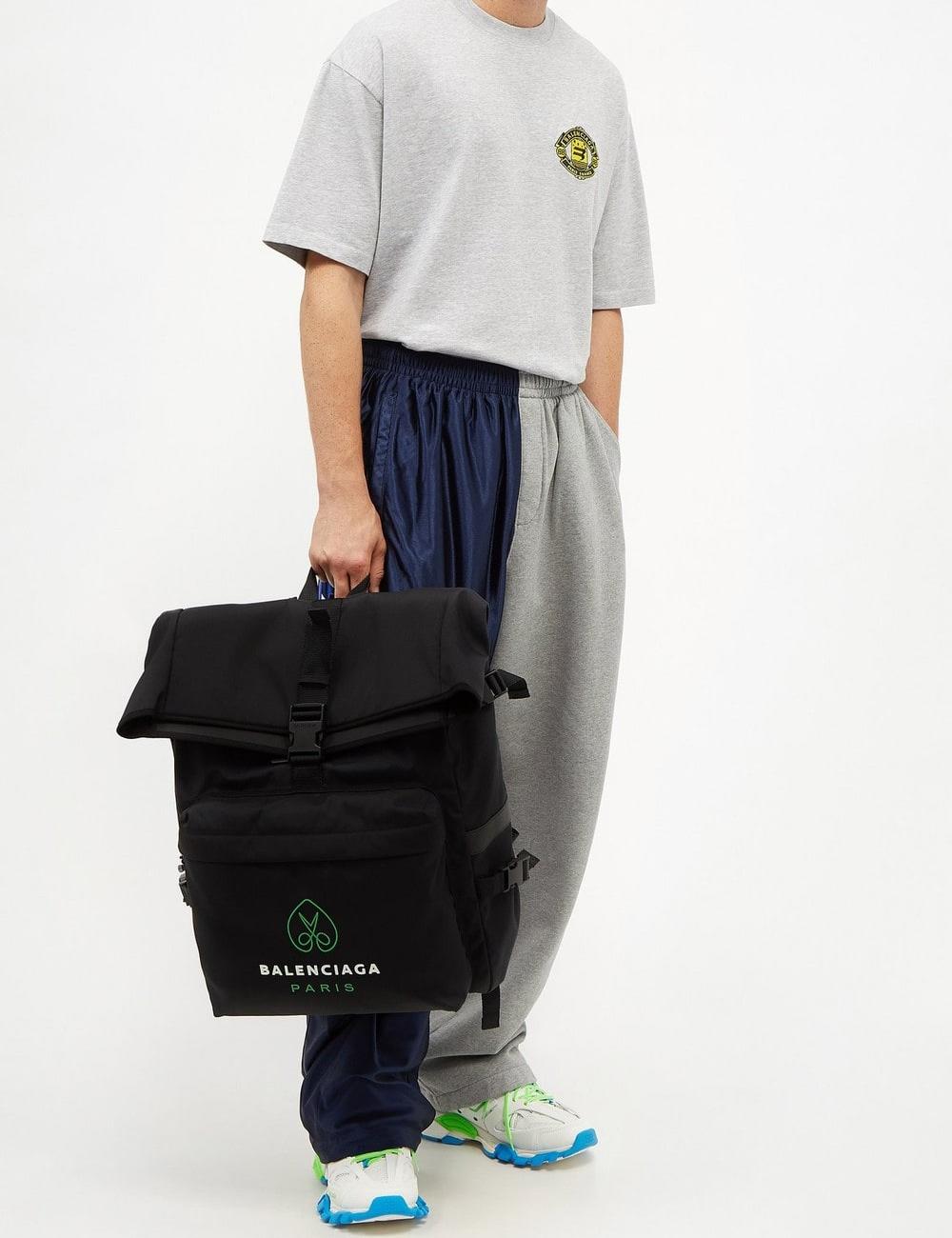 Balenciaga Men's Logo Print Messenger Backpack In Black