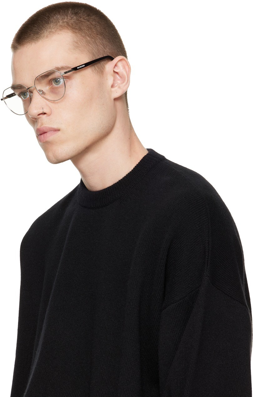 Balenciaga silver black round glasses