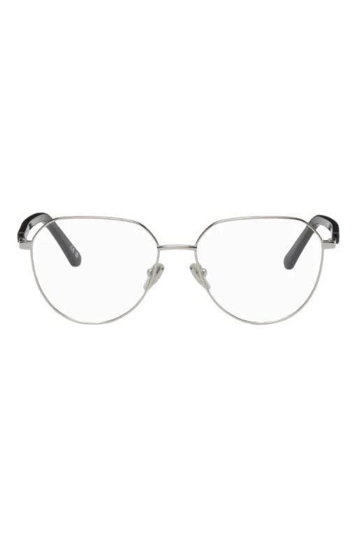 Balenciaga silver black round glasses