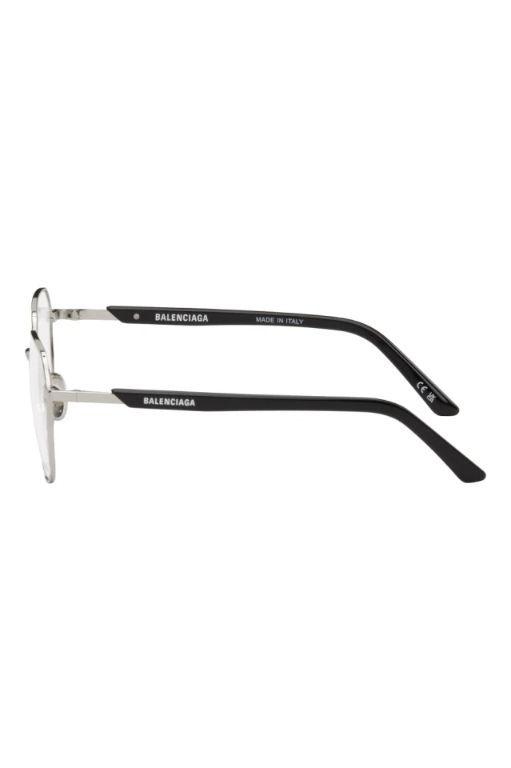 Balenciaga silver black round glasses