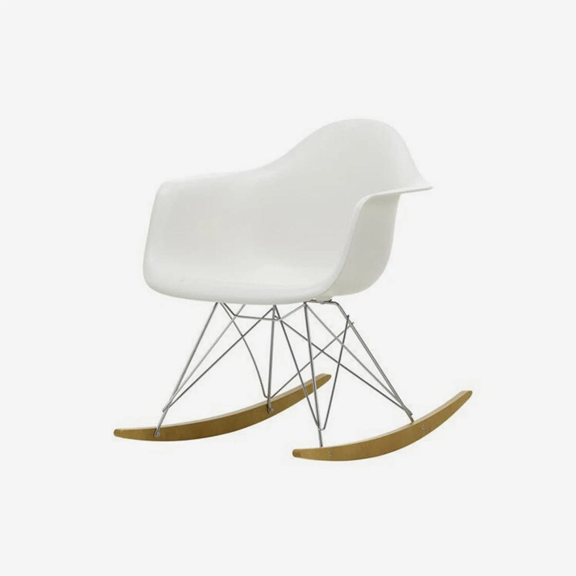 Vitra Eames Plastic Armchair RAR Golden Maple Rocking White