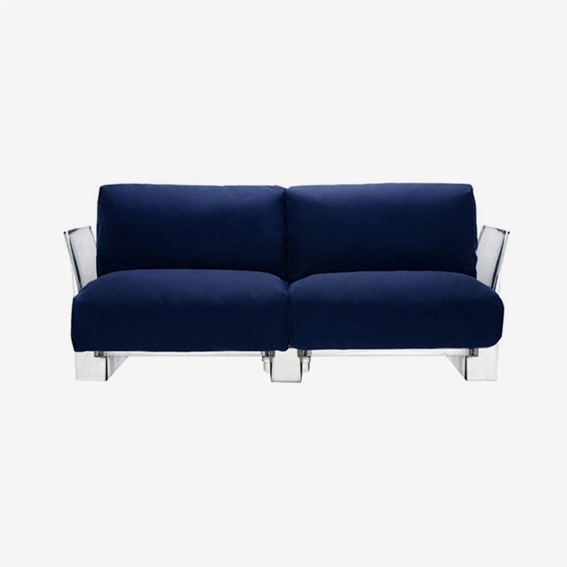 Kartell Pop Sofa 2Seater Transparent Base & Blue Cotton