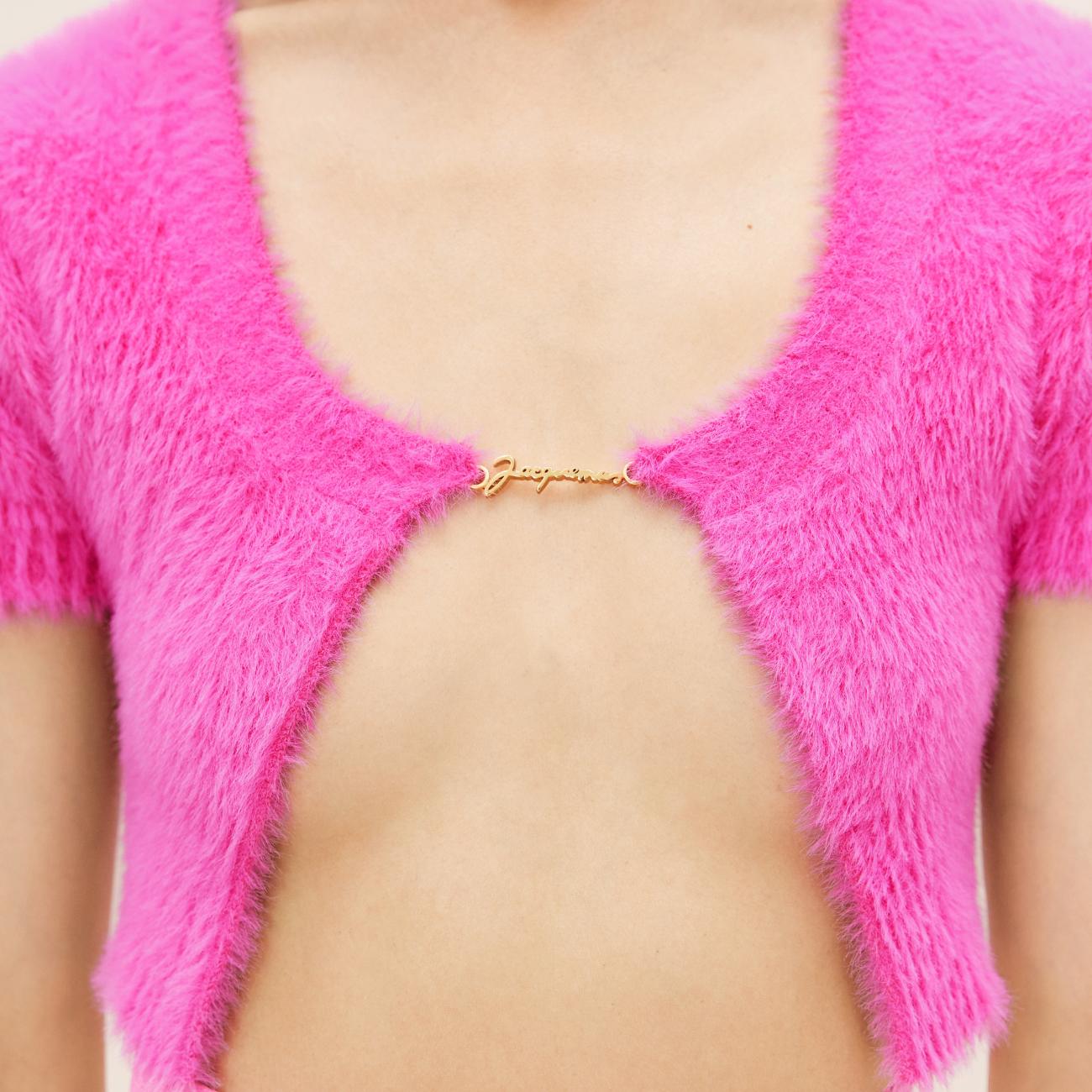 La Mayu Nive Fluffy Charm Logo Cardigan