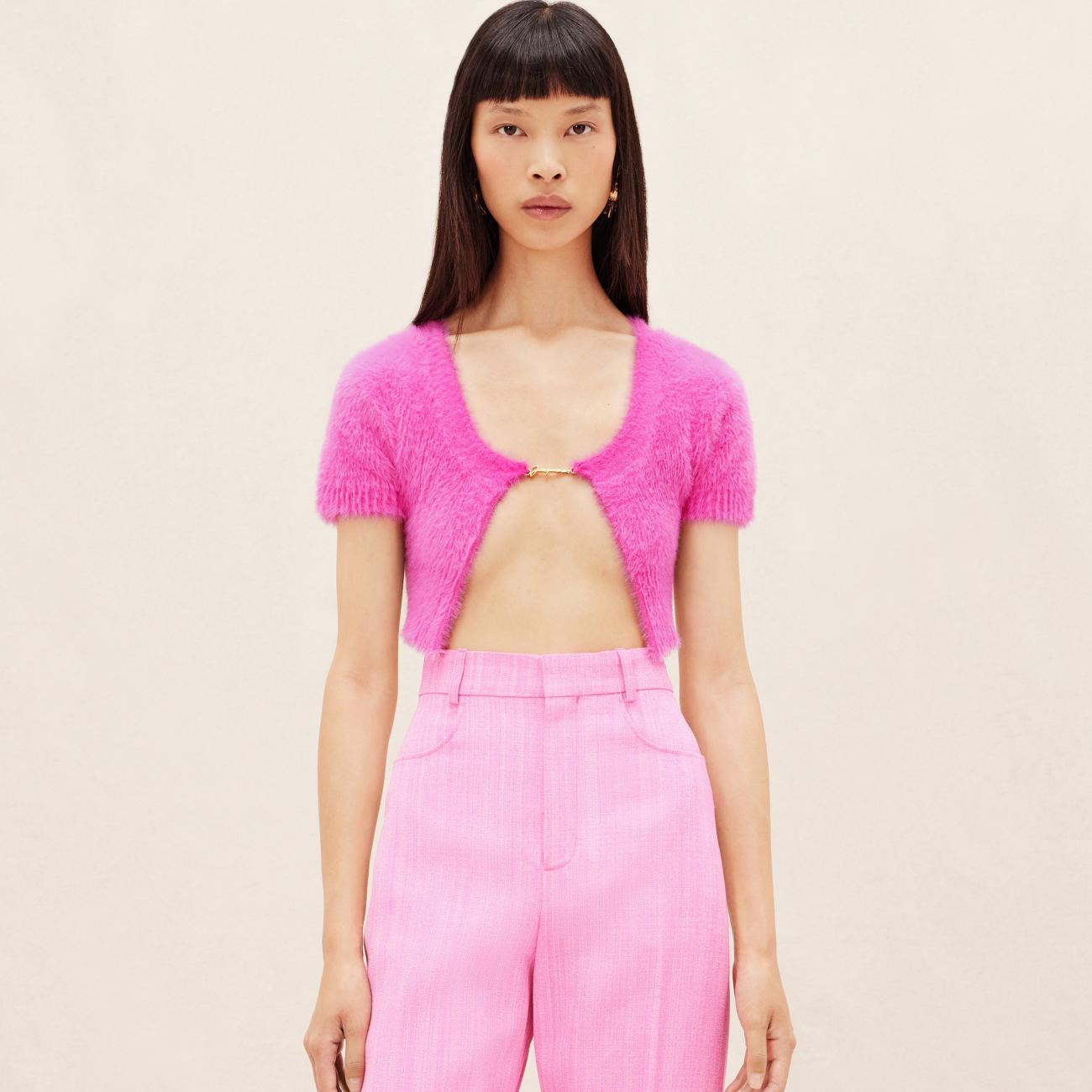 La Mayu Nive Fluffy Charm Logo Cardigan