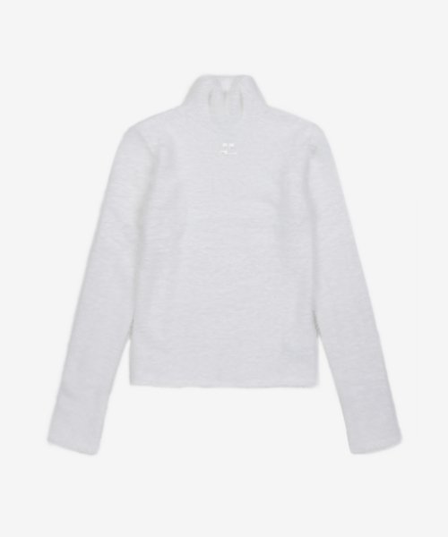 Women's hairy slim knit - white