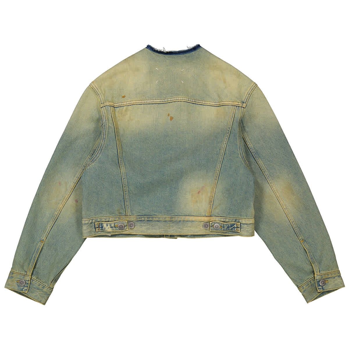 Women's Wash Denim Sports Jacket Ladies Dirty Wash Distressed-Effect 