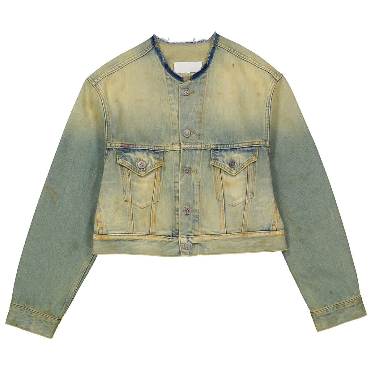 Women's Wash Denim Sports Jacket Ladies Dirty Wash Distressed-Effect 