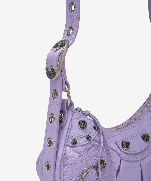 Women's XS Le Cargol Croc Shoulder Bag - Violet Purple 