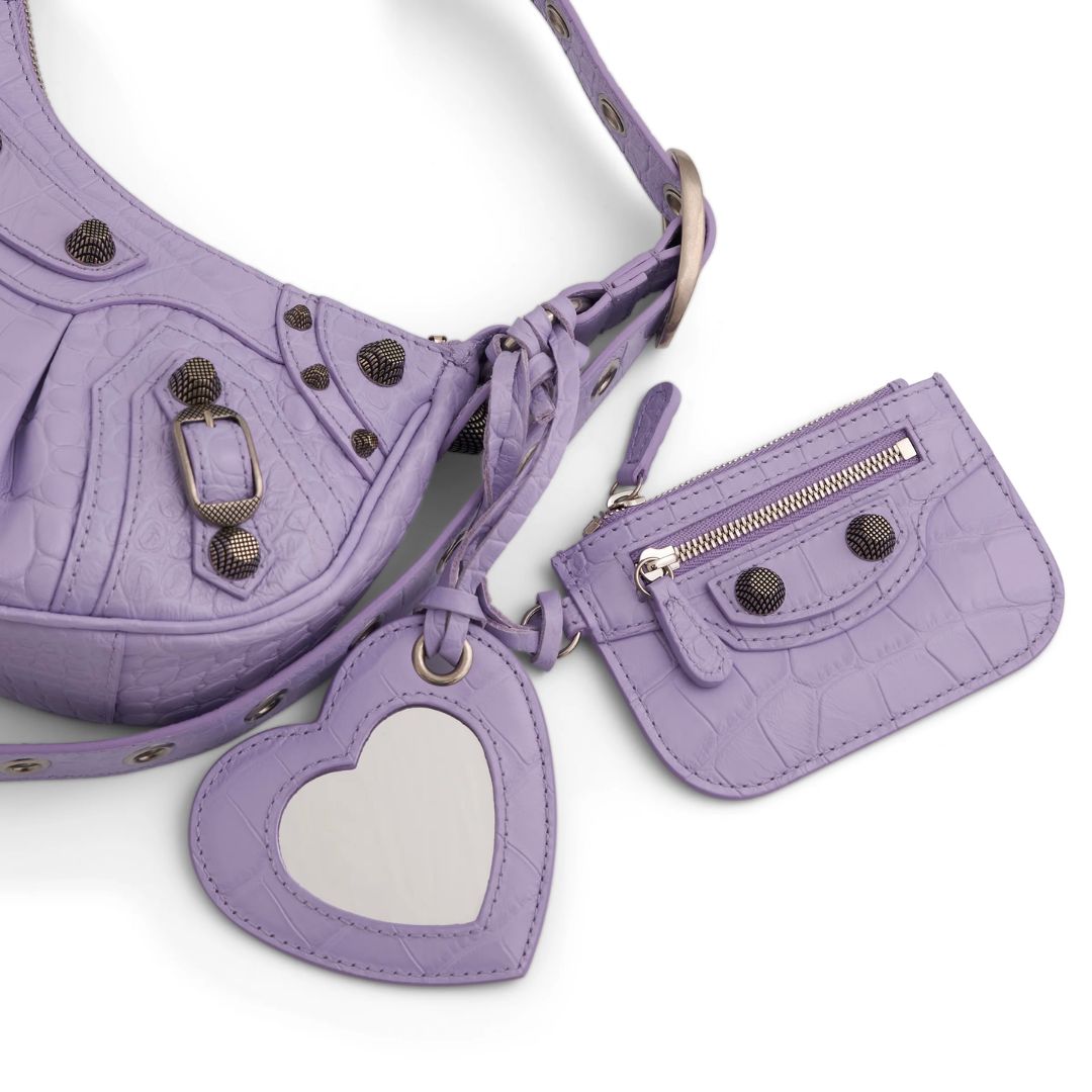 Women's XS Le Cargol Croc Shoulder Bag - Violet Purple 