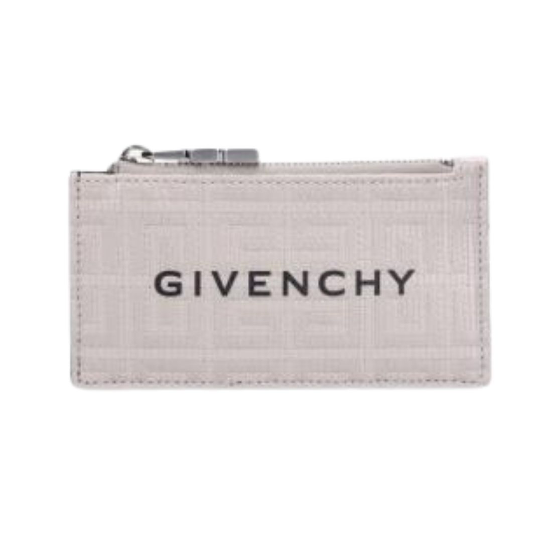 Men's Coated Canvas 4G Zipper Card Holder - Natural Beige