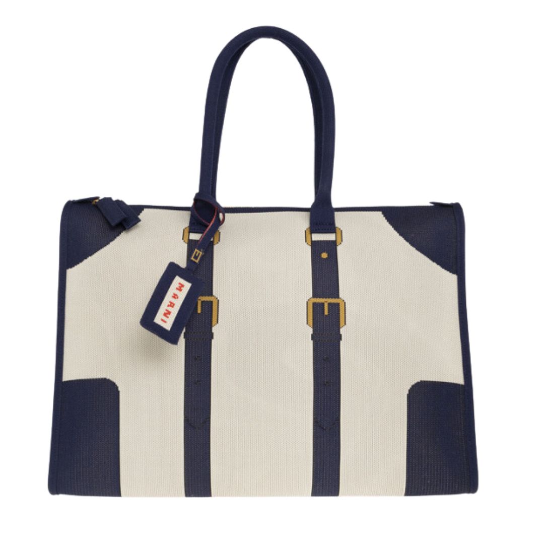 Trompe l'oeil jacquard travel bag