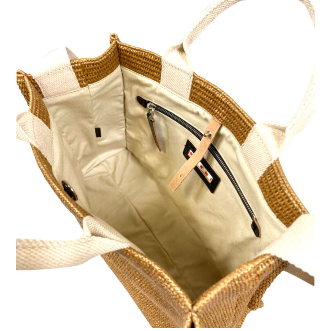 Women's Small Raffia Tote Bag - Rosiena: Natural
