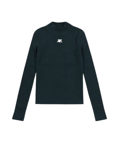 Women's High Neck Knit - Dark Green