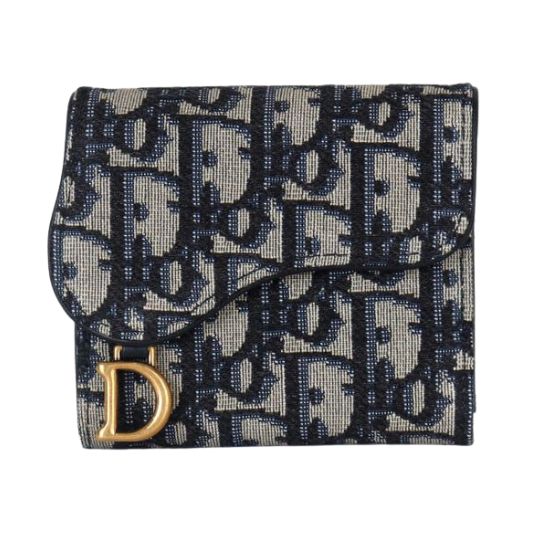  Saddle Lotus Wallet Blue Dior Oblique Jacquard