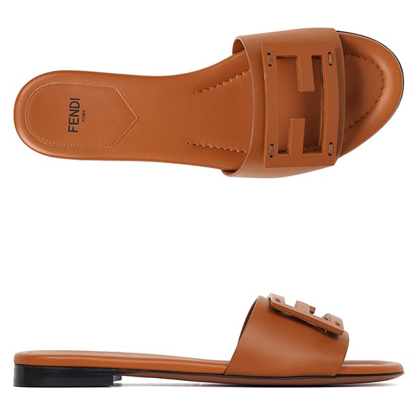 Brown FF Baguette Slide Slipper