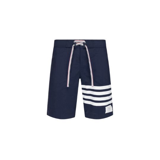 Thom Browne Solid Swim Tech 4-Bar Board Shorts Navy