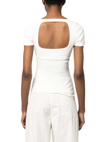 Back cutout square neck crop top