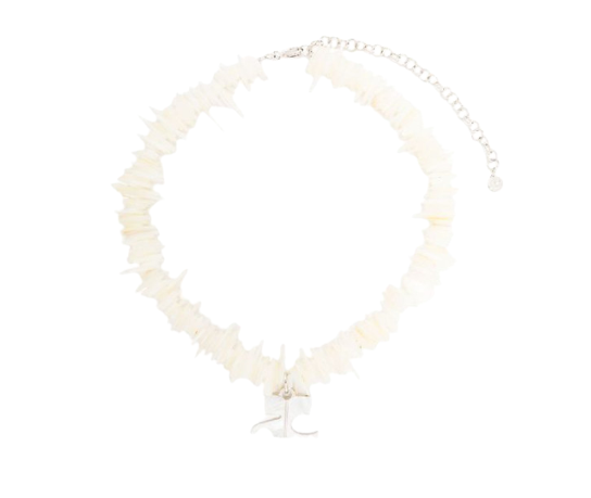 Logo Pendant Pearl Choker Necklace