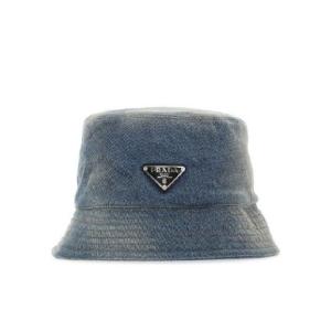 Triangular logo denim bucket hat