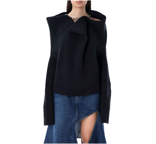 Draped Chain Neck Rib Knit