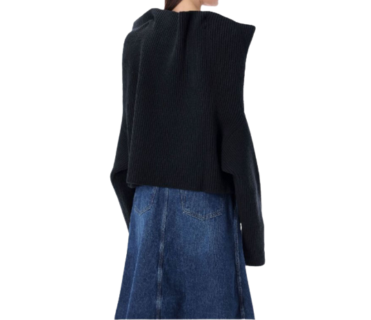 Draped Chain Neck Rib Knit