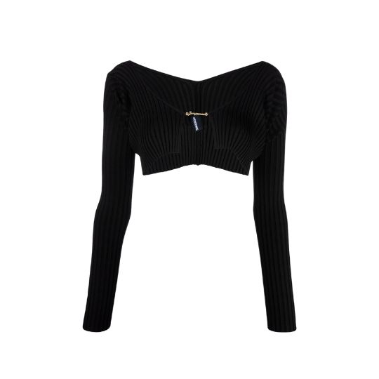 JACQUEMUS Micro Charm logo cardigan black 