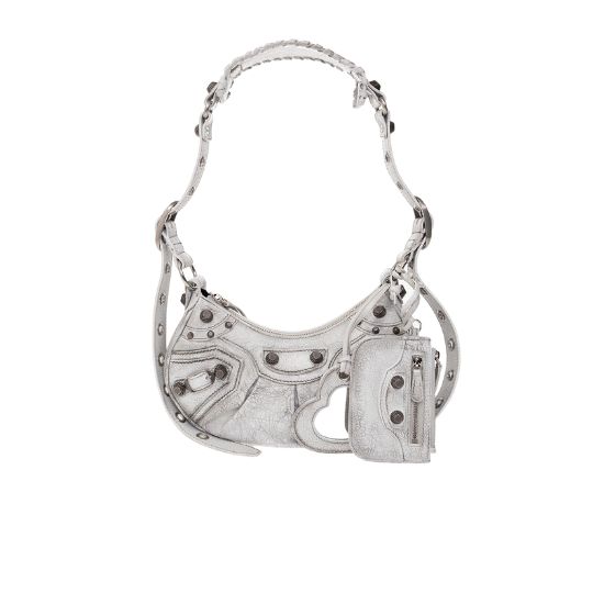 BALENCIAGA GREY ‘LE CAGOLE XS’ SHOULDER BAG