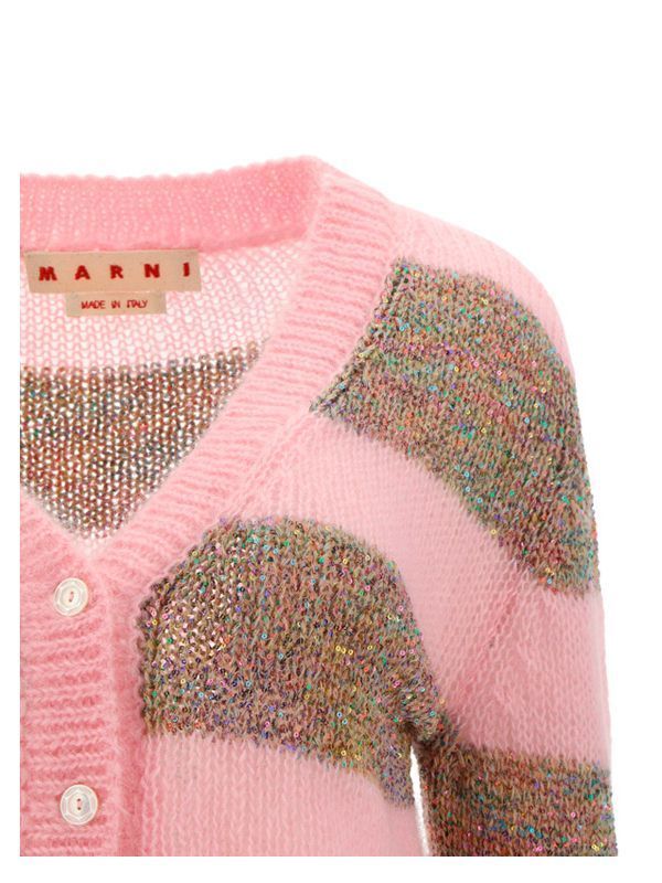 striped sequin-embellished cropped cardigan